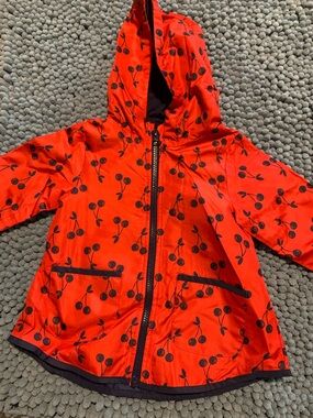 Joules Red Hooded Cherry-Print Raincoat kids